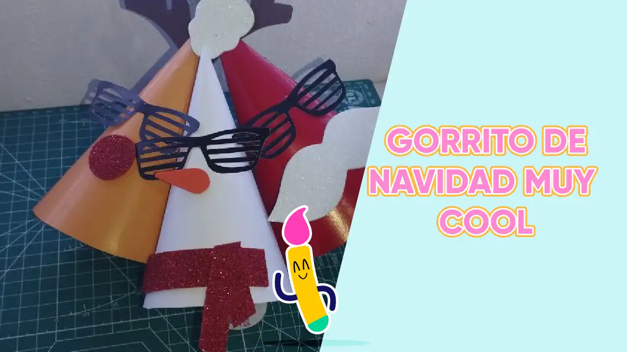 Gorro de navidad hechos con cartulina personalizados de manera muy divertida